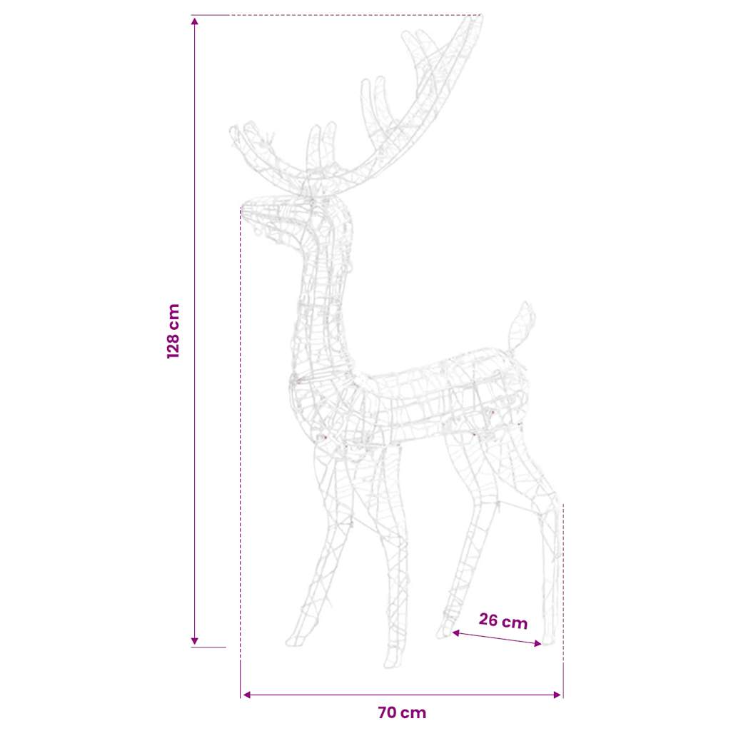 juledekoration rensdyr 140 LED'er 128 cm akryl kold hvid