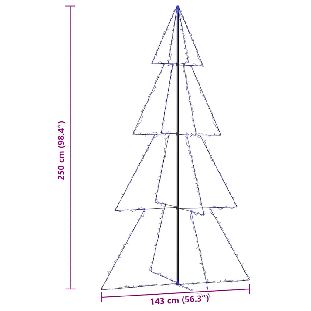 lysende juletræ 143x250 cm 360 LED'er indendørs/udendørs