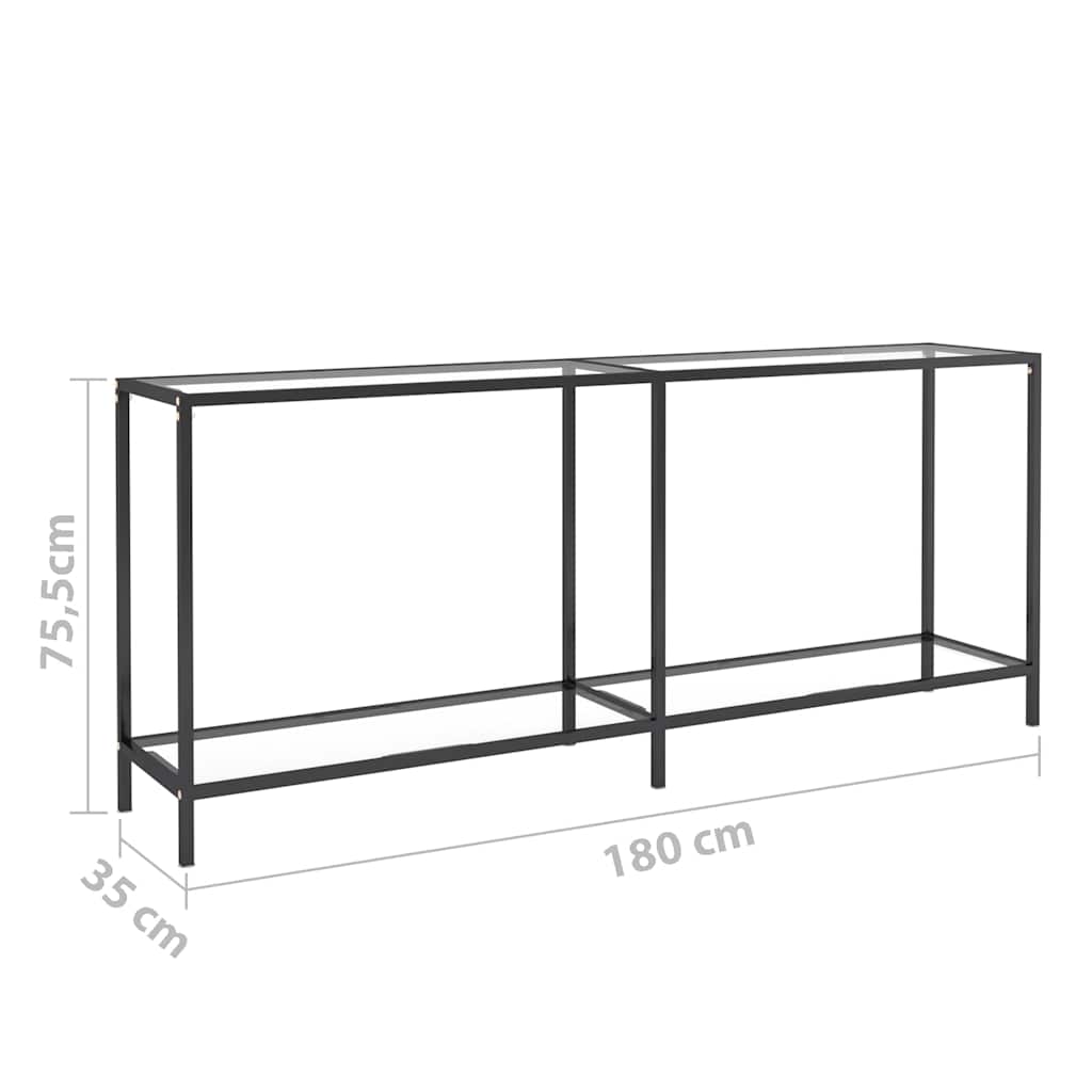 konsolbord 180x35x75,5 cm hærdet glas transparent