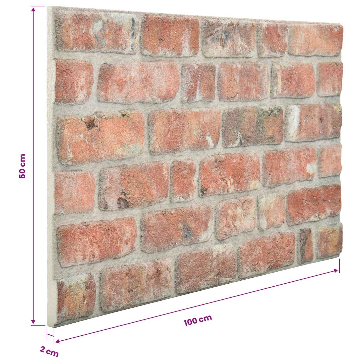 Vægpaneler 10 pcs Rød 100 x 50 cm EPS Skum