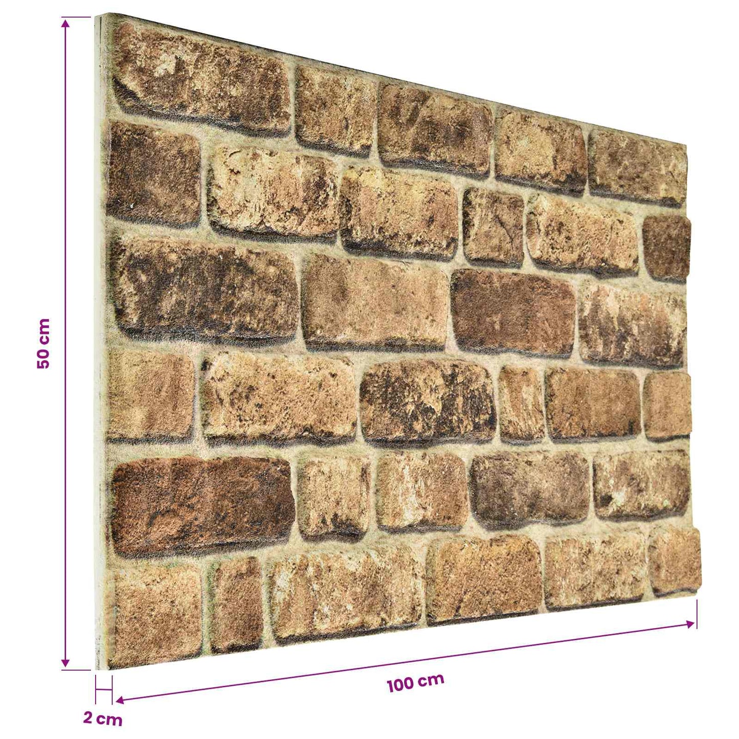Vægpaneler 10 pcs Mørk Sand 100 x 50 cm EPS Skum