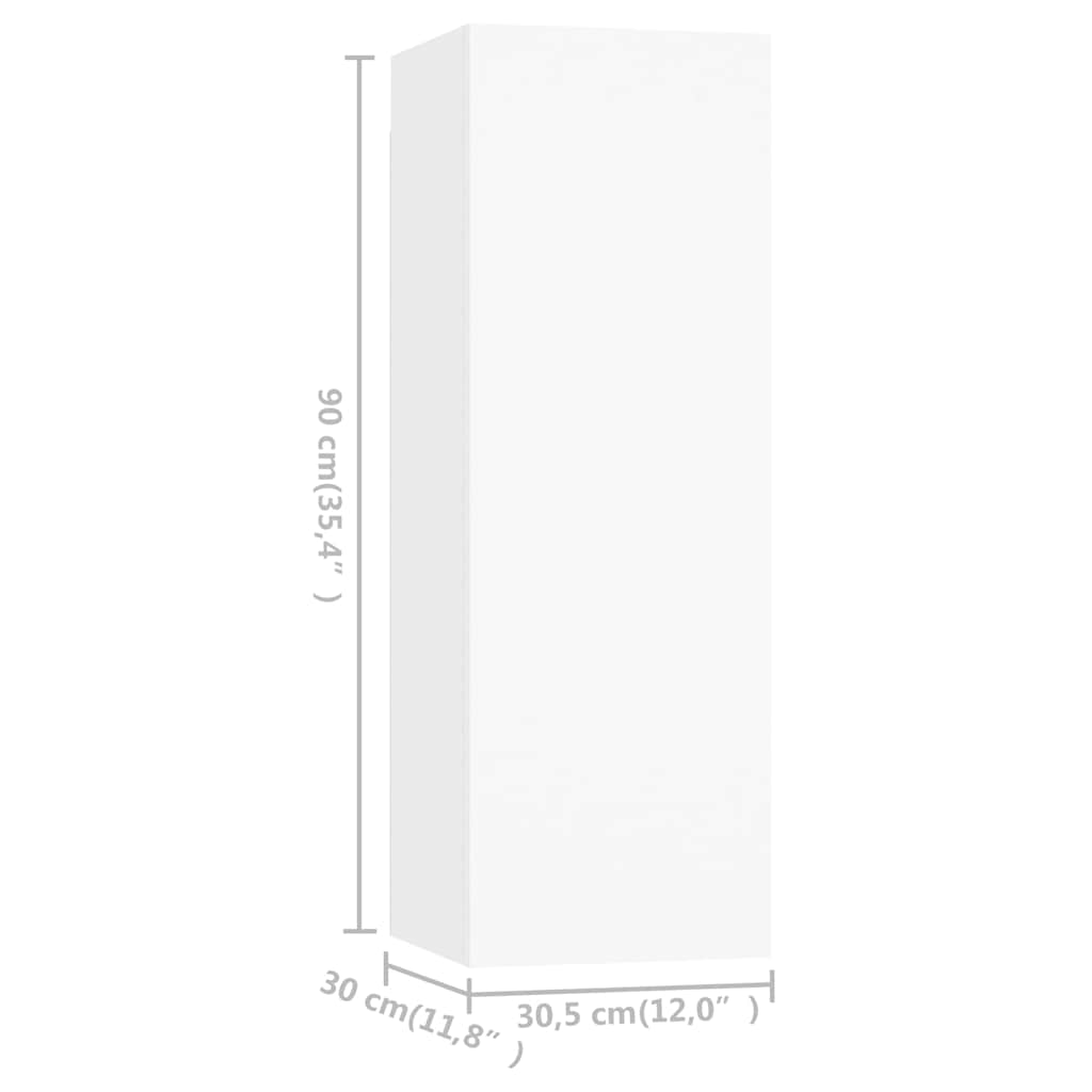 tv-borde 4 stk. 30,5x30x90 cm konstrueret træ hvid