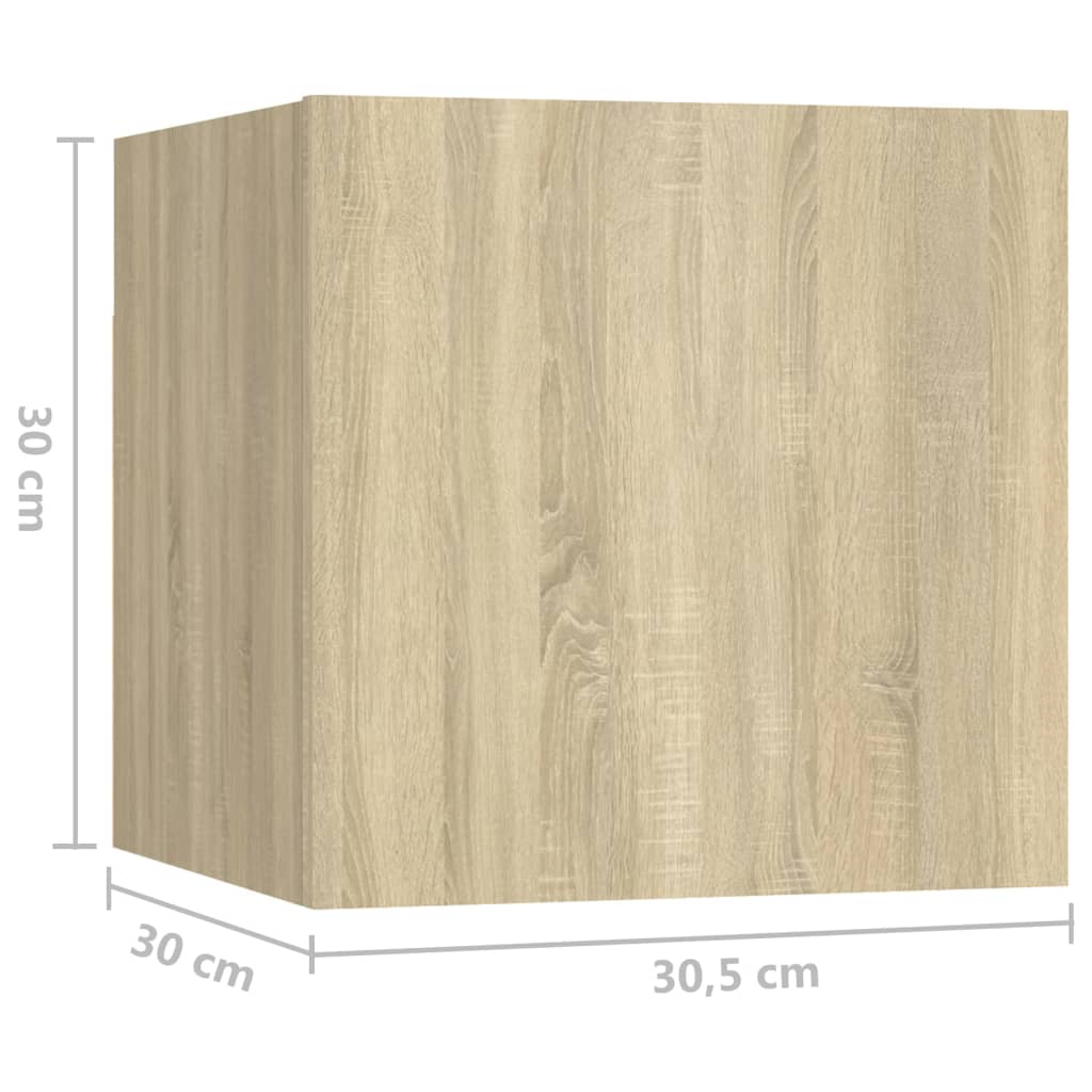 sengeskabe 2 stk. 30,5x30x30 cm konstrueret træ sonoma-eg