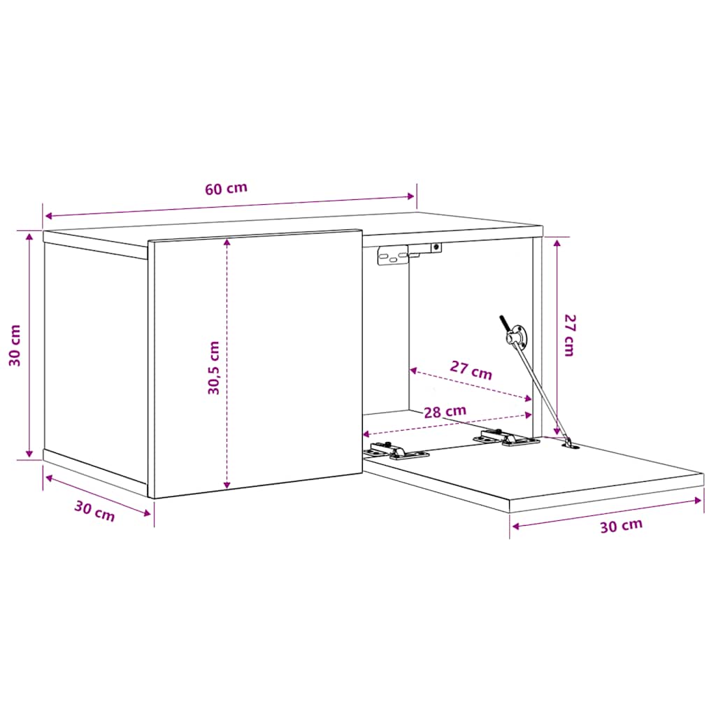 væghængte tv-skabe 2 stk. 60x30x30 cm hvid
