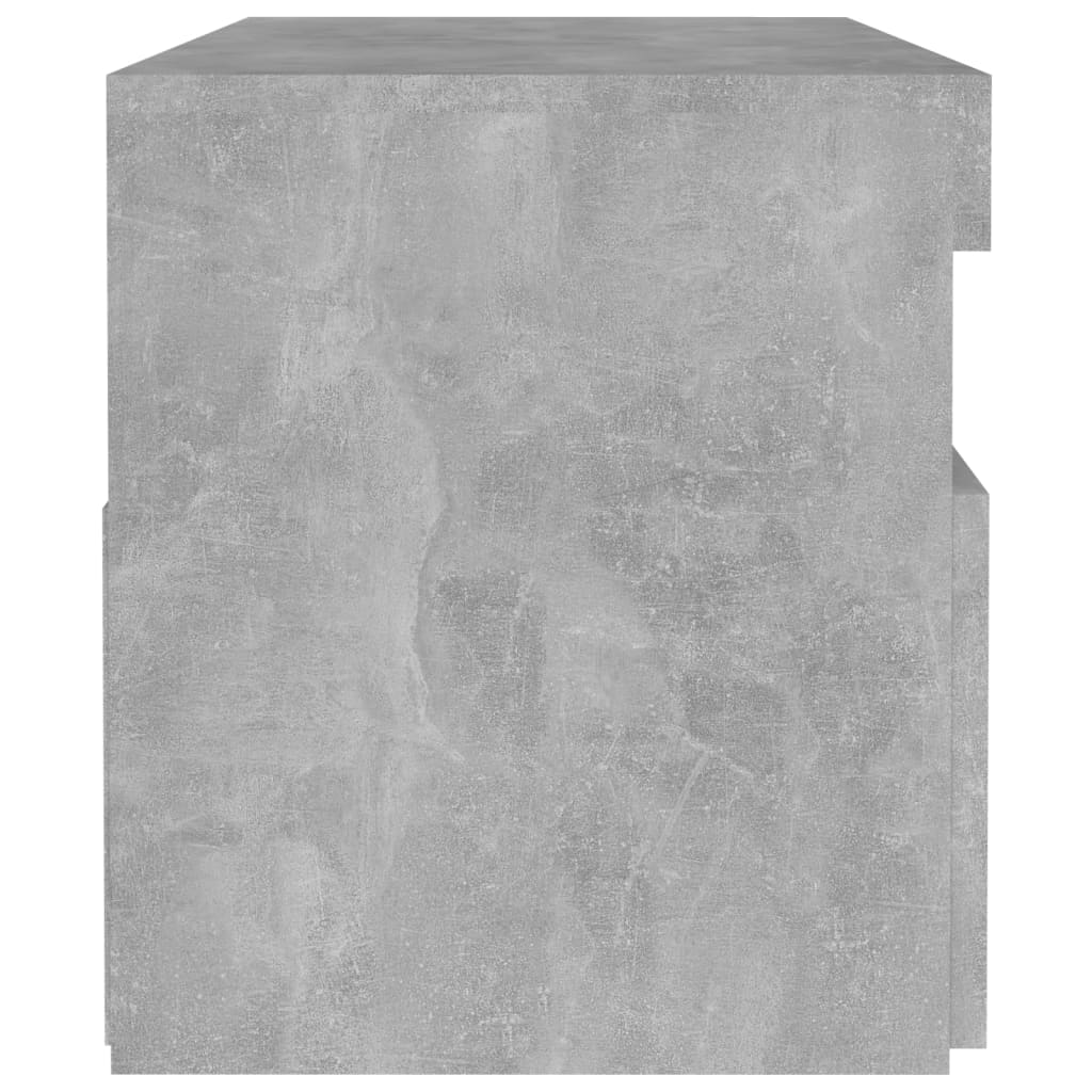 sengebord med LED-lys 60x35x40 cm betongrå