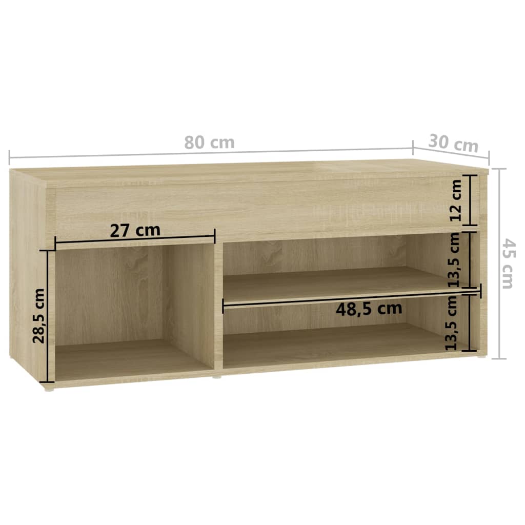 skoreol 80x30x45 cm konstrueret træ sonoma-eg