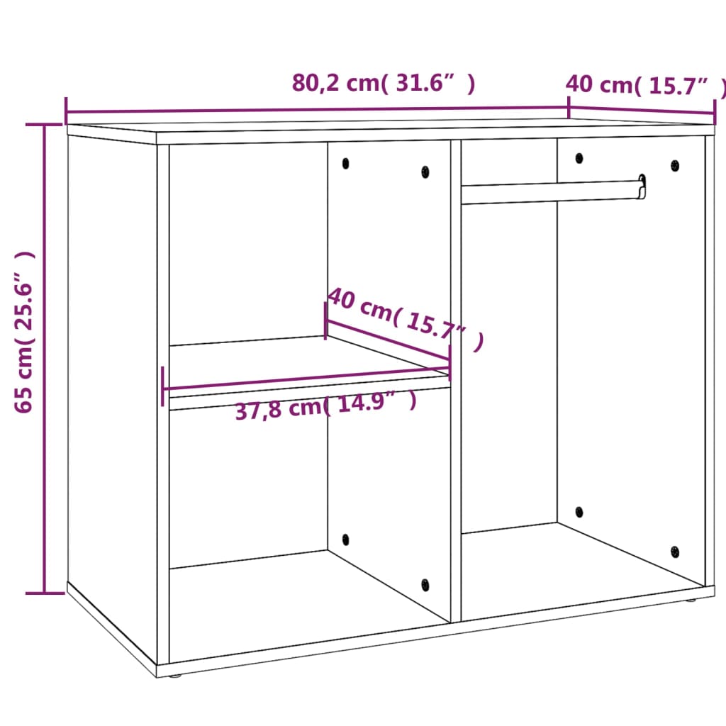 skab 80x40x65 cm konstrueret træ hvid højglans