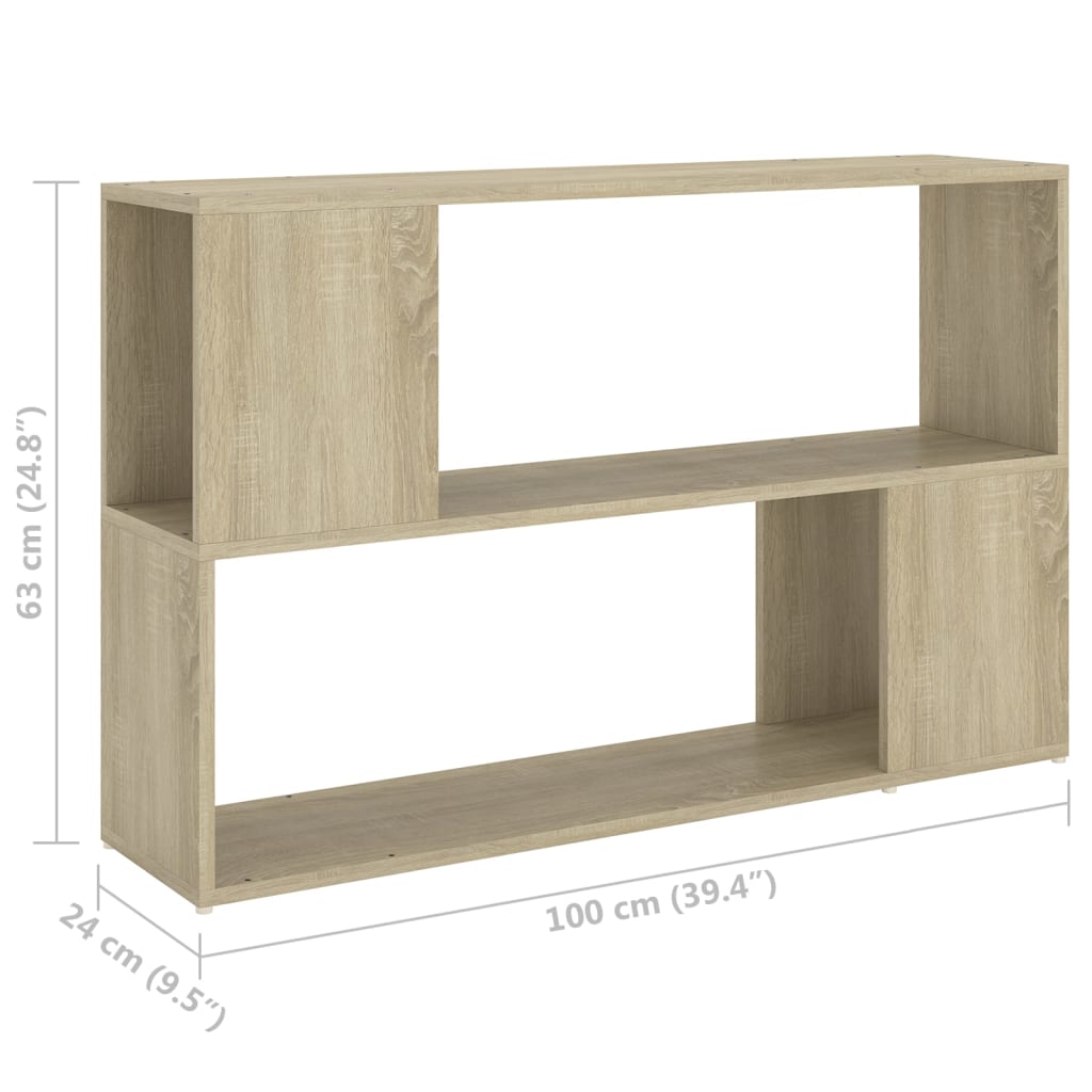 bogreol 100x24x63 cm konstrueret træ sonoma-eg