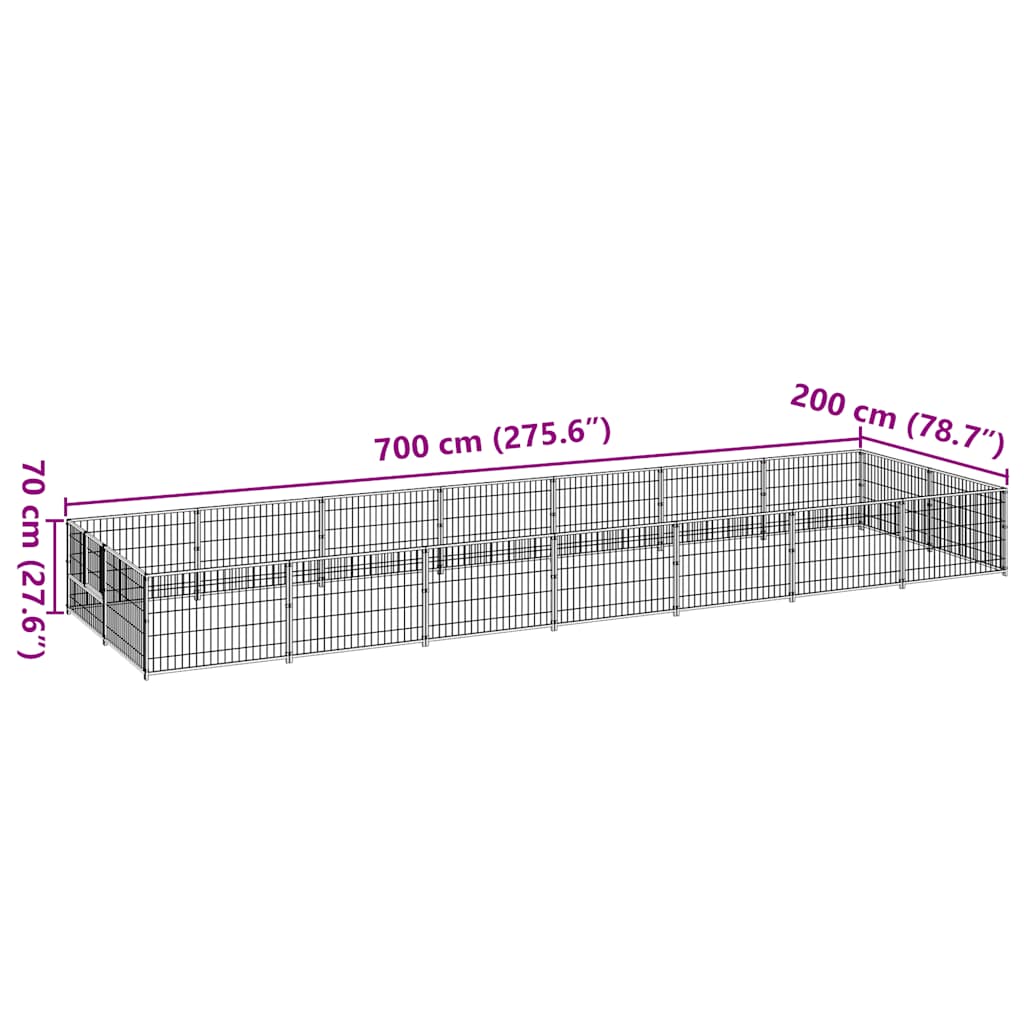 hundeløbegård 14 m² stål sort