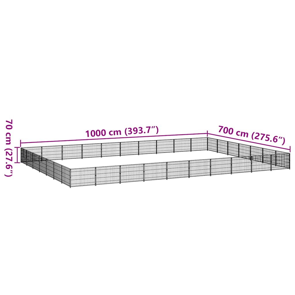 hundeløbegård 70 m² stål sort