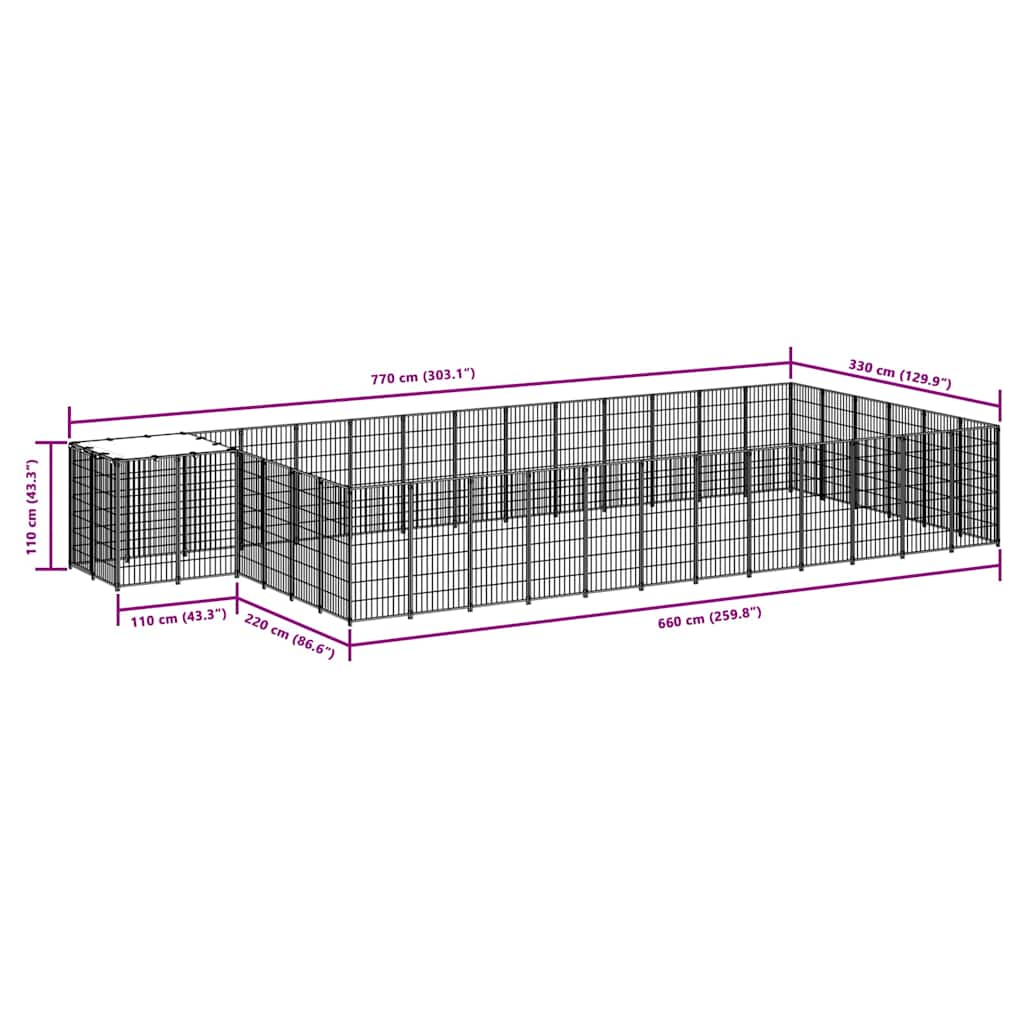 hundeløbegård 22,99 m² stål sort