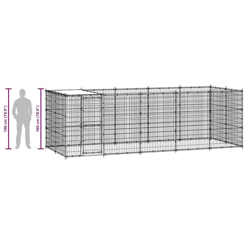 udendørs hundebur med tag 12,1 m² stål
