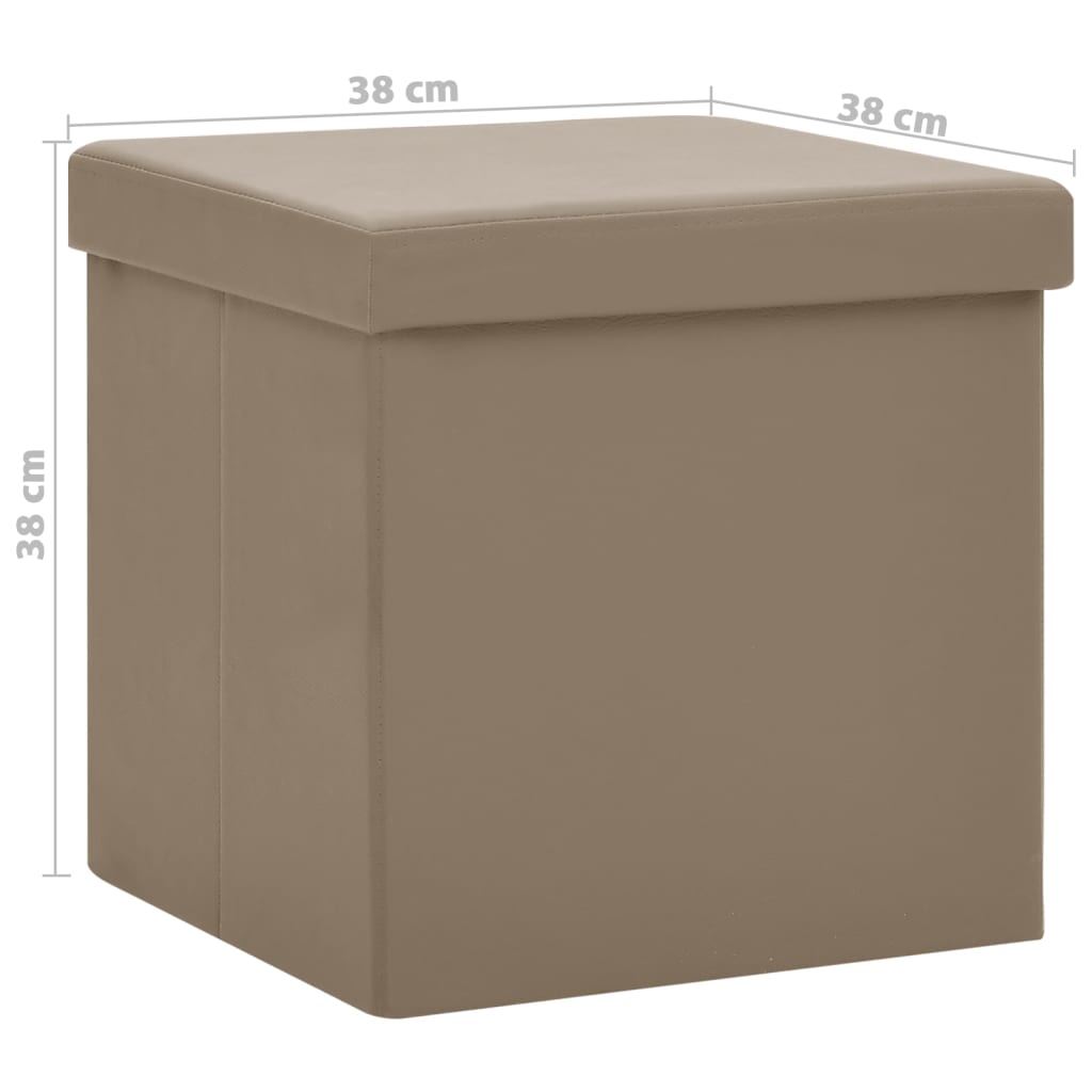 foldbare opbevaringspuffer 2 stk. PVC cappuccinofarvet