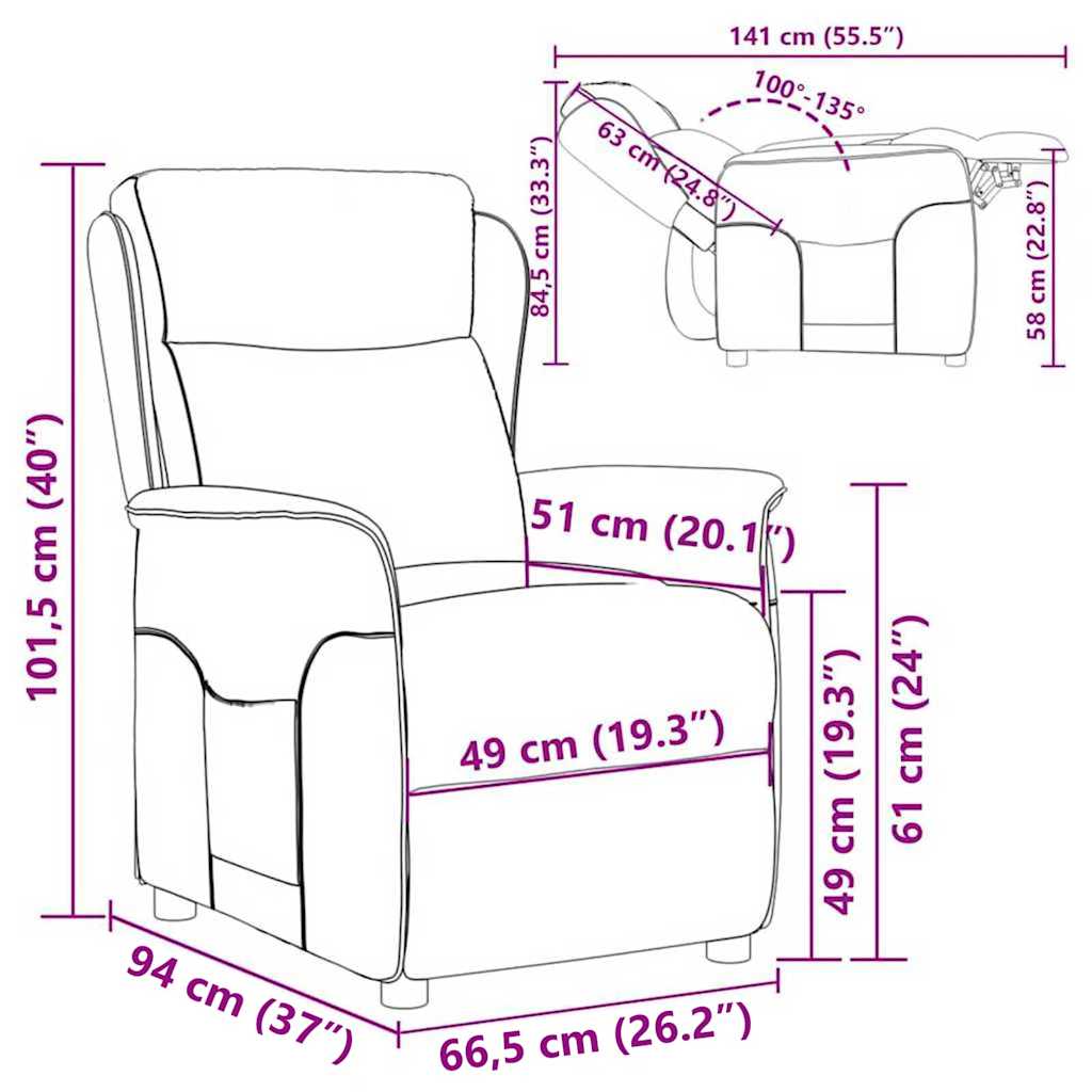 Liggestol Sort 66,5 x 94 x 101,5 cm Polyester