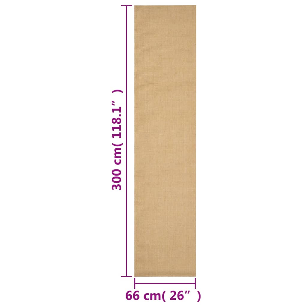 gulvtæppe 66x300 cm naturlig sisal