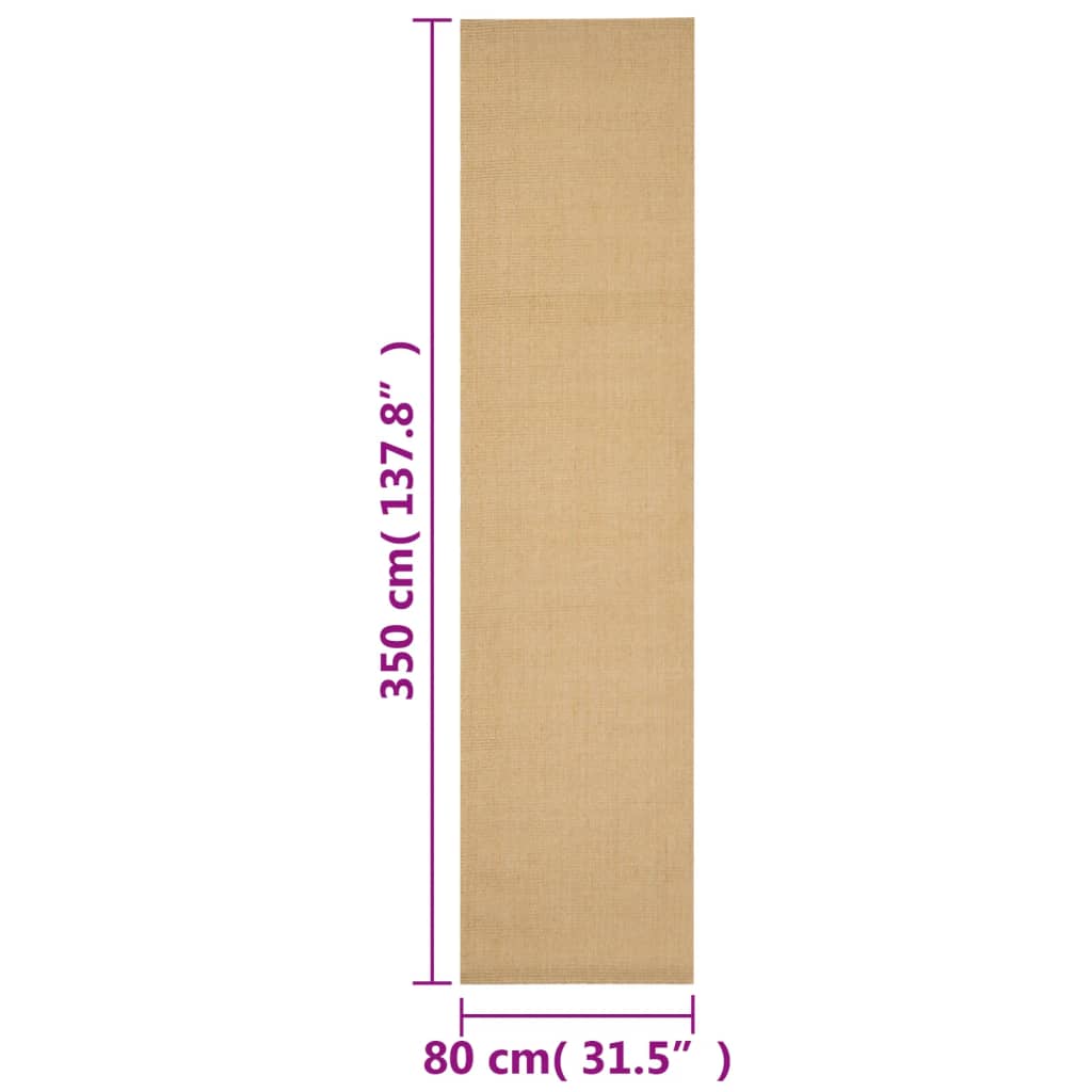 gulvtæppe 80x350 cm naturlig sisal
