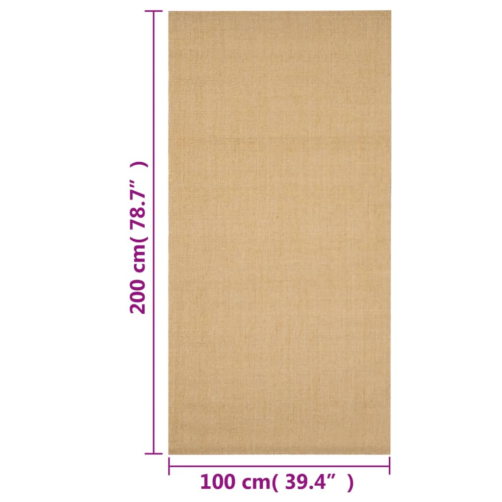gulvtæppe 100x200 cm naturlig sisal sandfarvet
