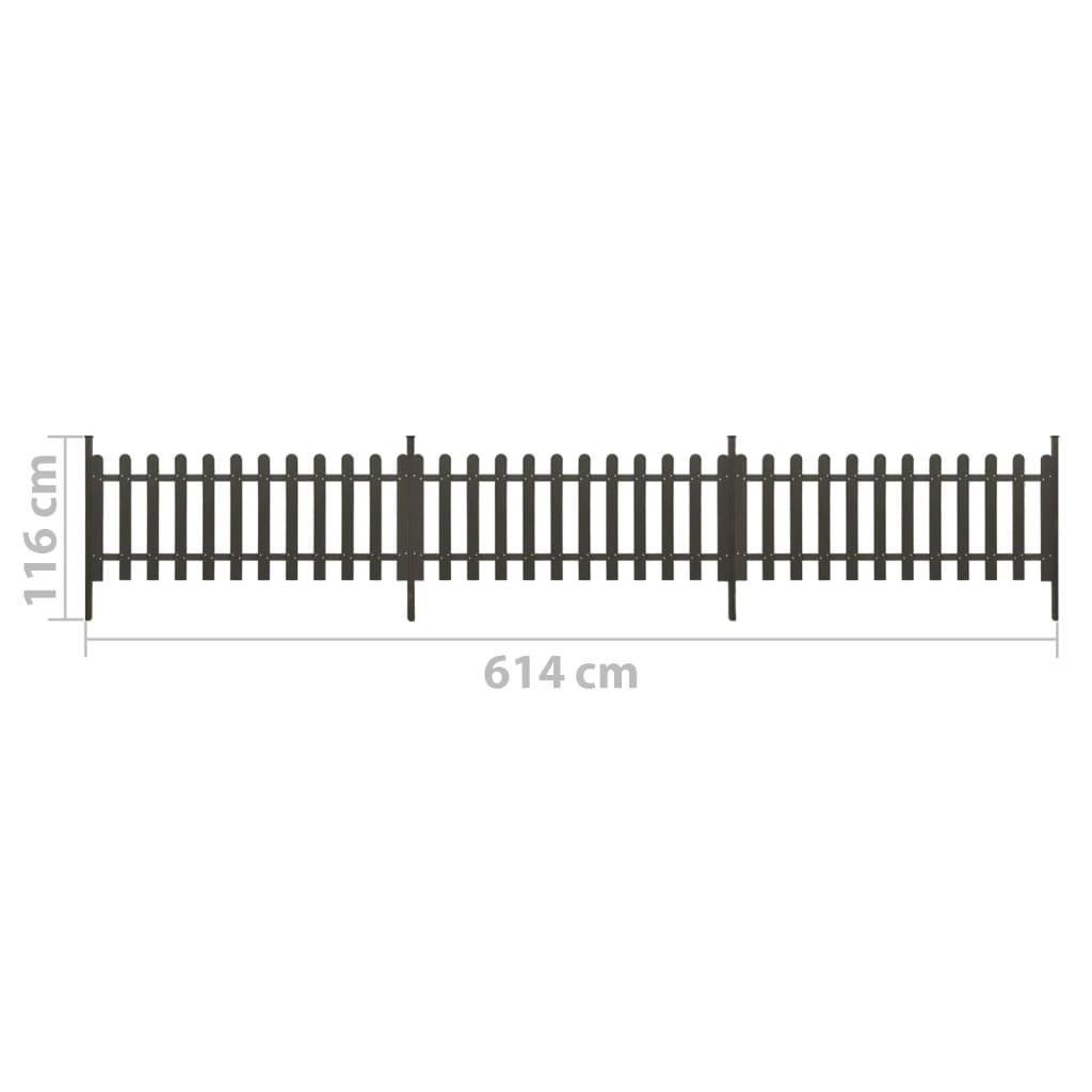 stakit med stolper 3 stk. 614x80 cm WPC