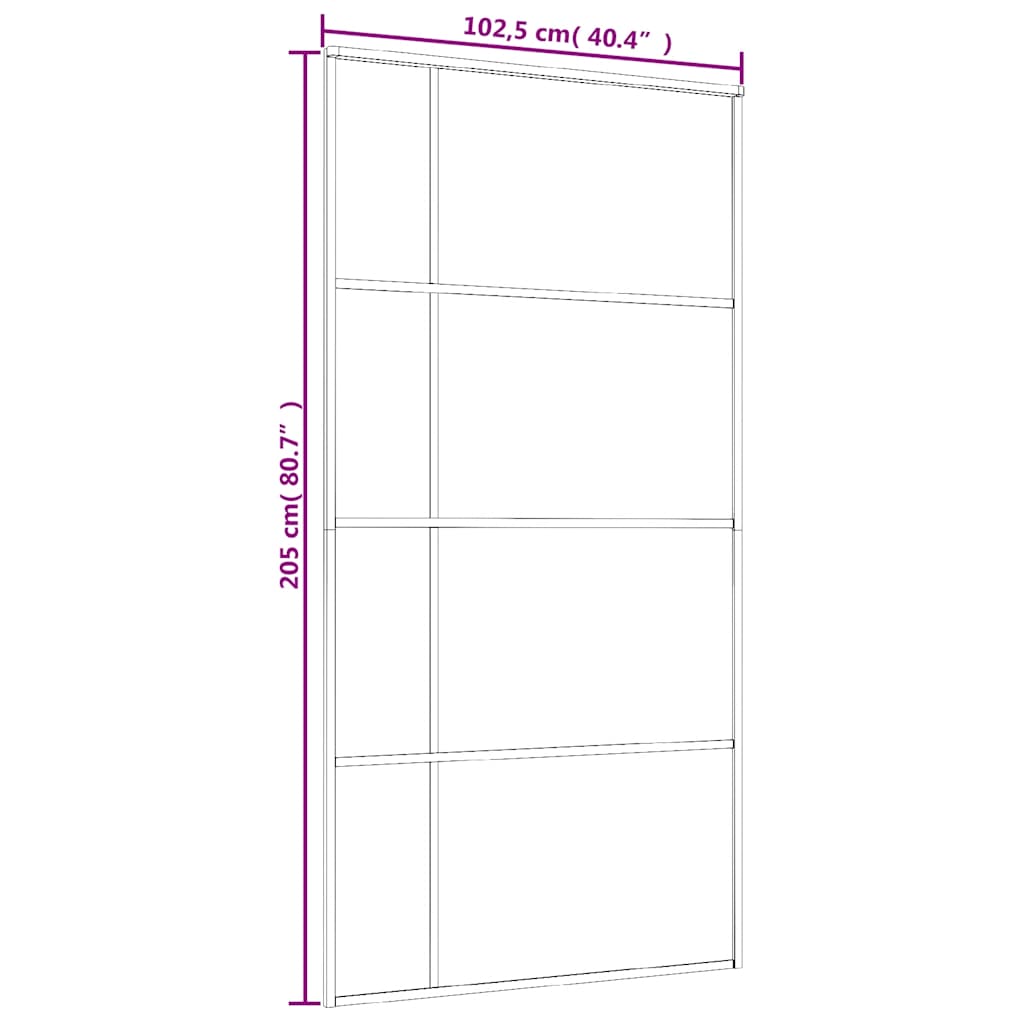 skydedør 102,5x205 cm hærdet glas og aluminium sort