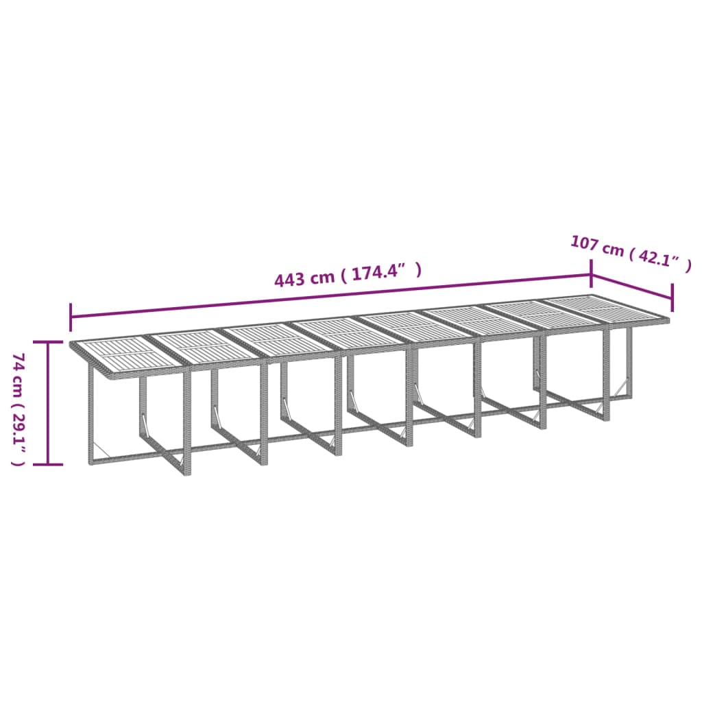 spisebordssæt til haven 17 dele med hynder polyrattan grå