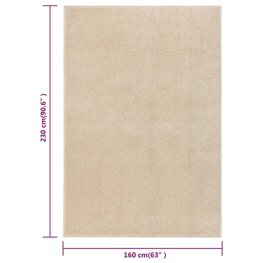 gulvtæppe 160x230 cm kort luv beige