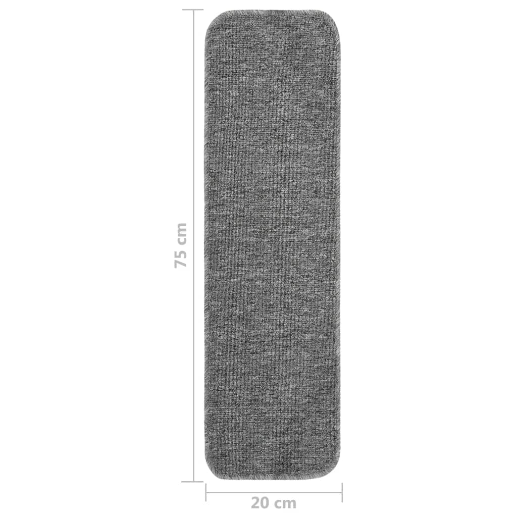 skridsikre trappemåtter 15 stk. 75x20 cm rektangulær grå