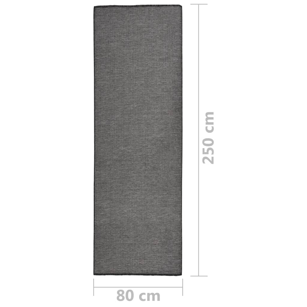 fladvævet udendørstæppe 80x250 cm grå