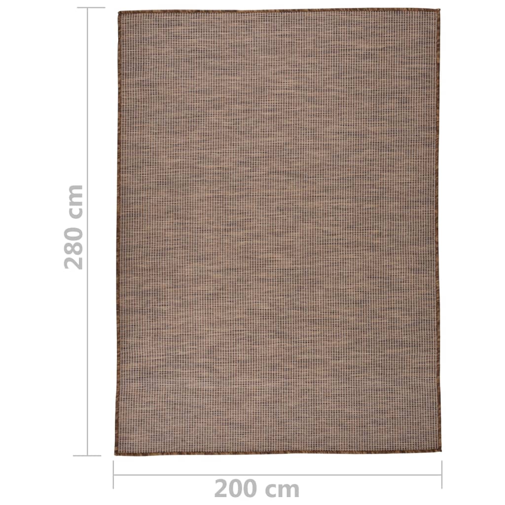 fladvævet udendørstæppe 200x280 cm brun