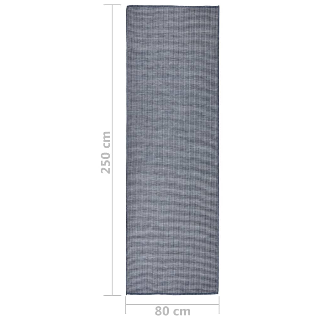 fladvævet udendørstæppe 80x250 cm blå