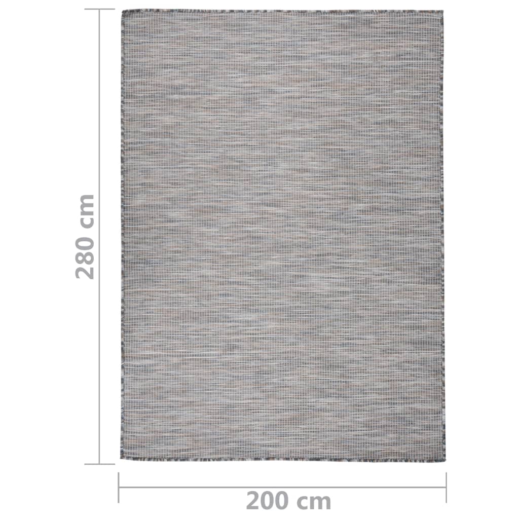 fladvævet udendørstæppe 200x280 cm brun og blå