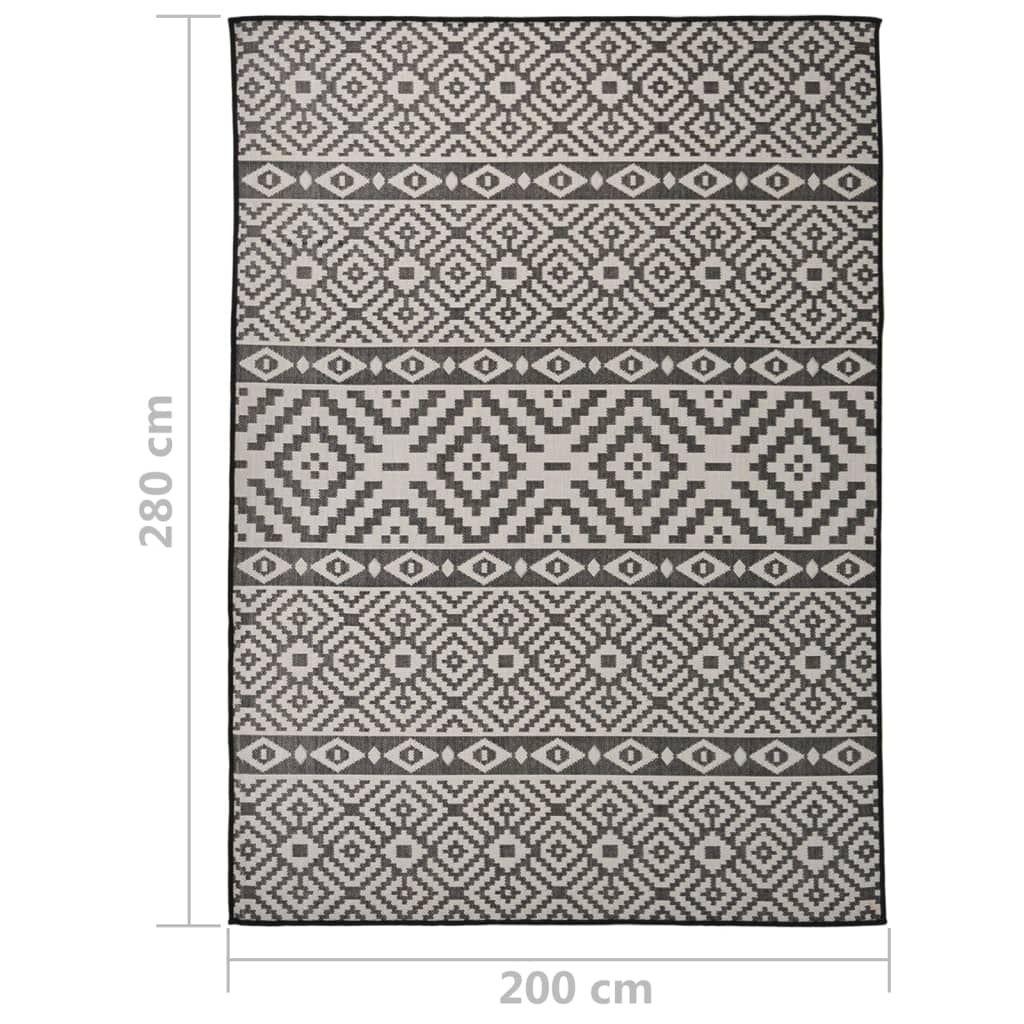 fladvævet udendørstæppe 200x280 cm stribet sort