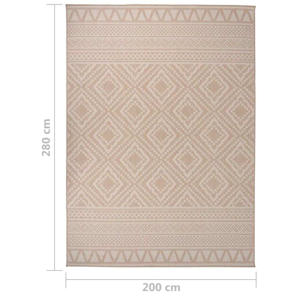 fladvævet udendørstæppe 200x280 cm stribet brun