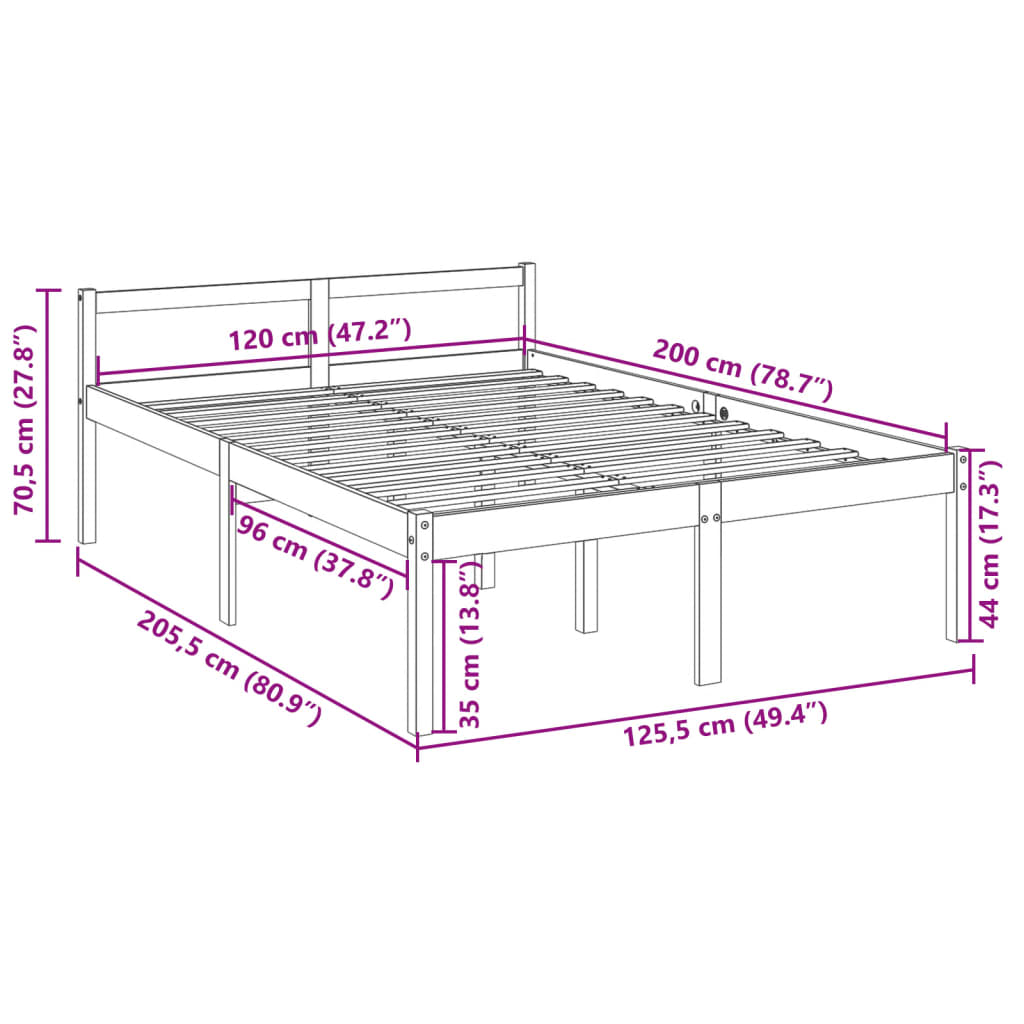 seniorseng 120x200 cm massivt fyrretræ