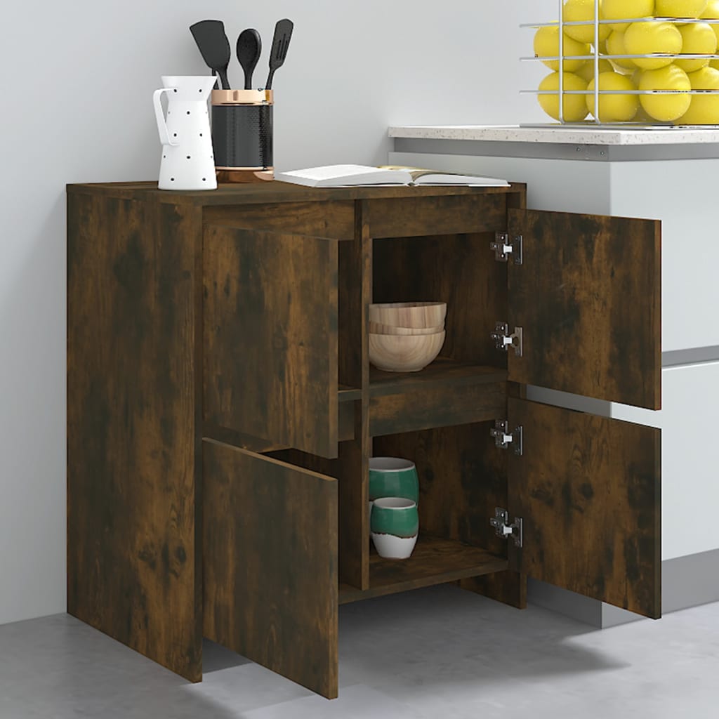 skænke 2 stk. 70x41x75 cm konstrueret træ røget egetræsfarve