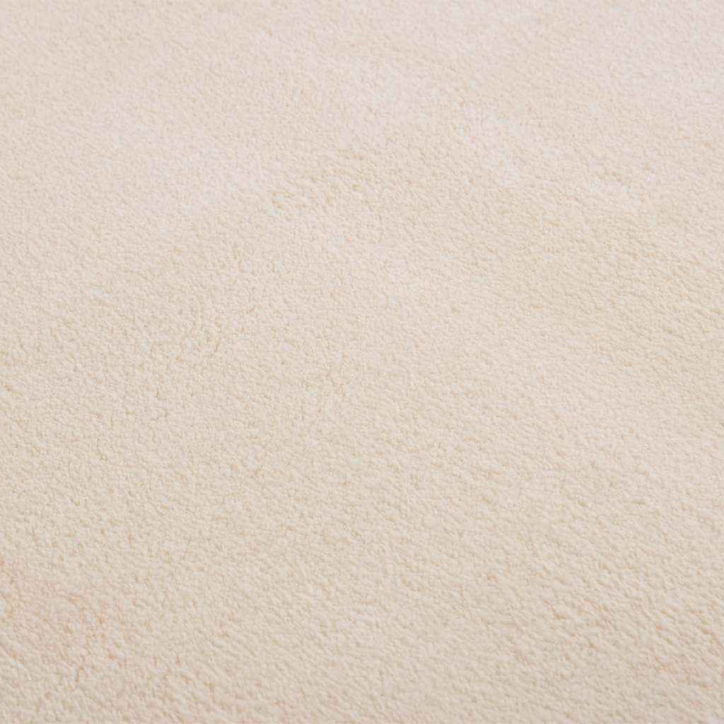 gulvtæppe 160x230 cm blødt plys skridsikkert og vaskbart beige