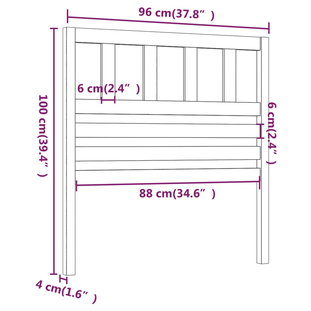 sengegærde 96x4x100 cm massivt fyrretræ