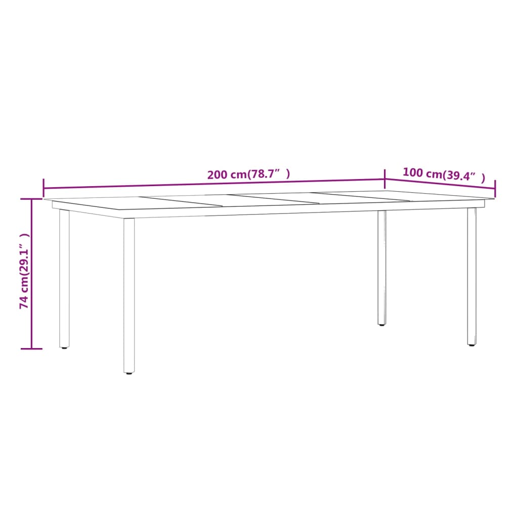 spisebordssæt til haven 7 dele med hynder sort