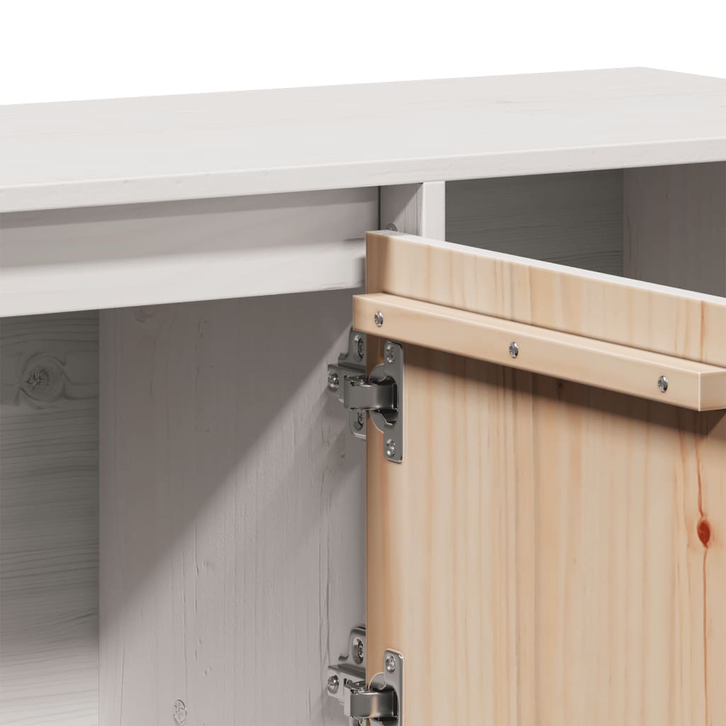 skænk 110,5x35x80 cm massivt fyrretræ hvid