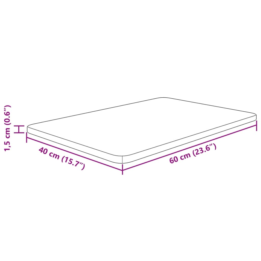 bordplade til badeværelse 60x40x1,5 cm massivt træ mørkebrun