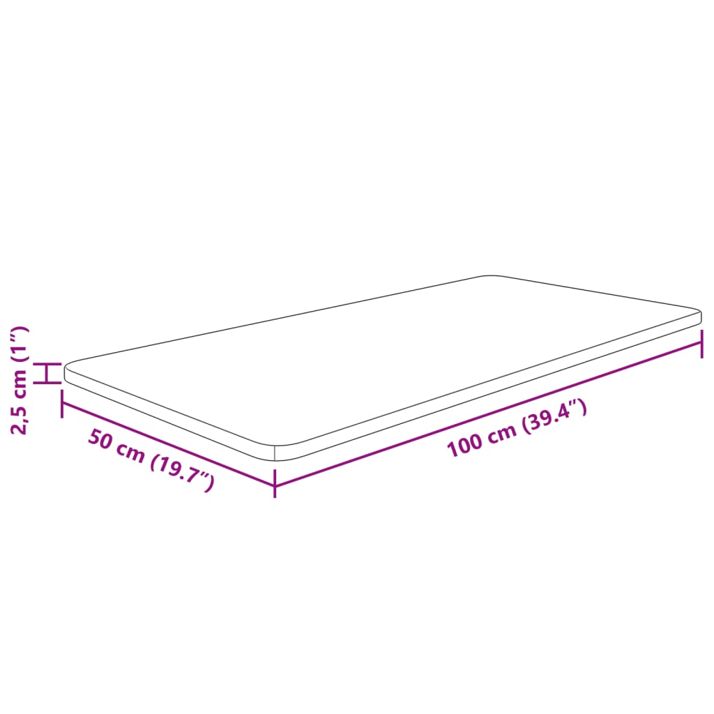 bordplade til badeværelse 100x50x2,5 cm massivt træ lysebrun