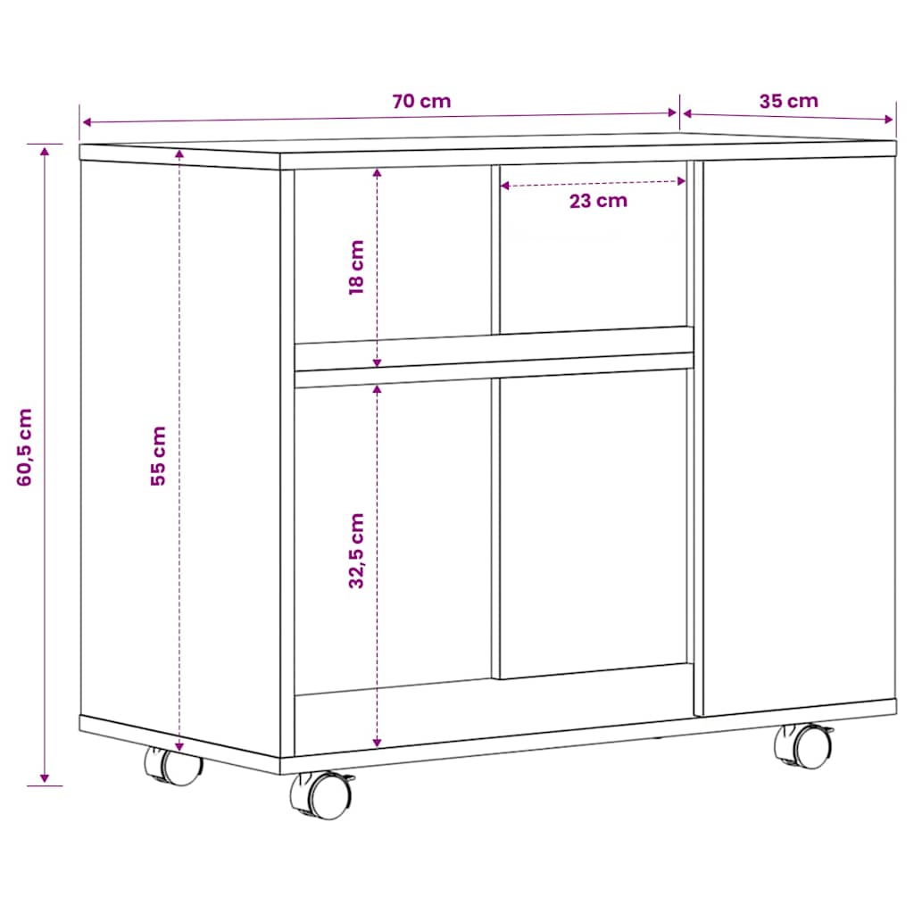sidebord 70x35x60,5 cm konstrueret træ røget egetræsfarve