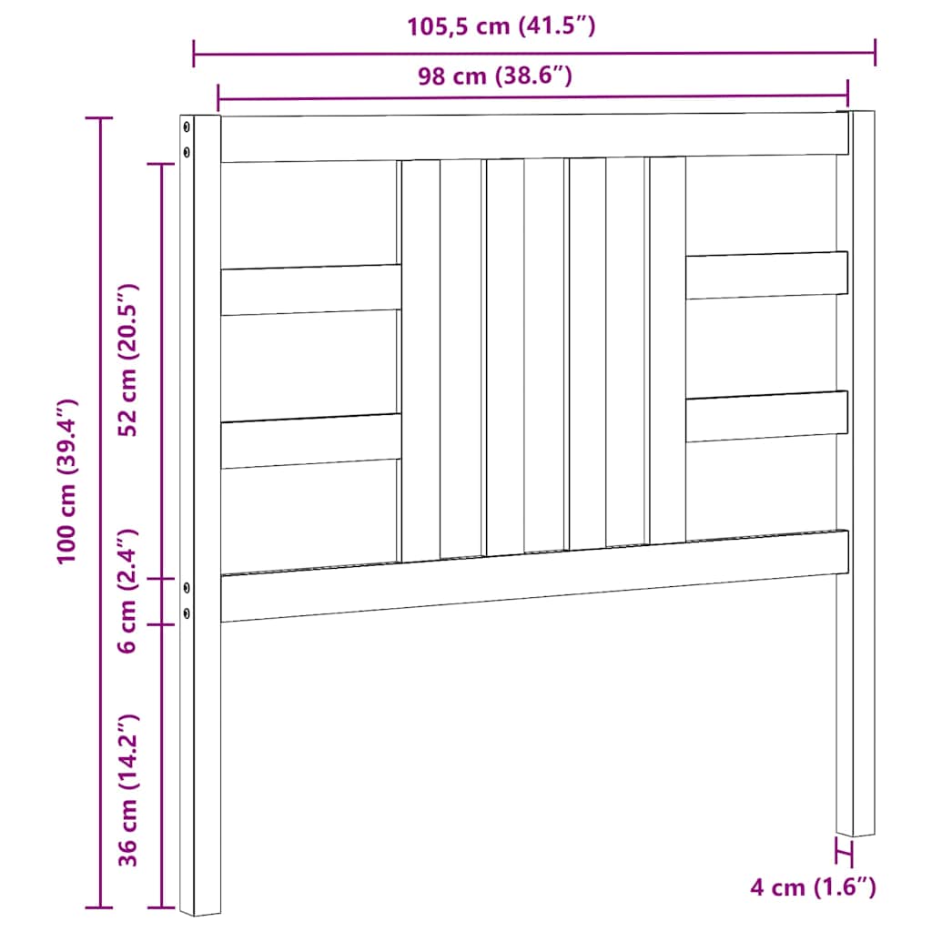 sengegærde 106x4x100 cm massivt fyrretræ hvid