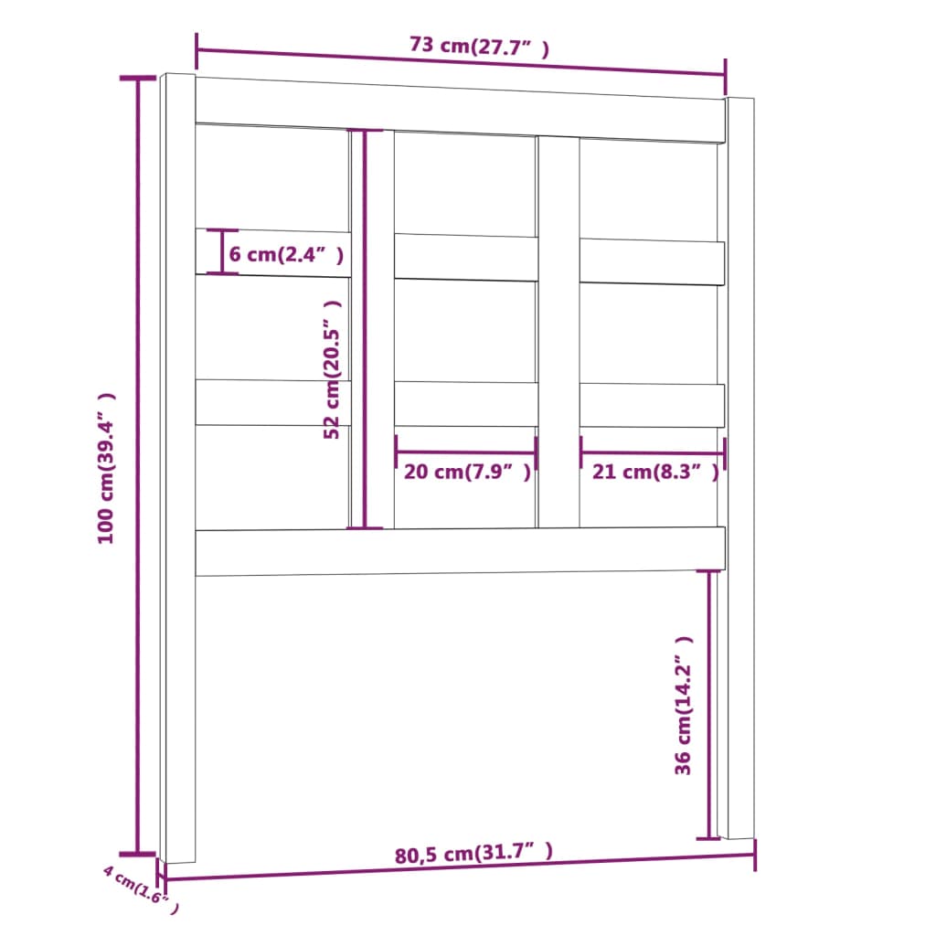 sengegærde 80,5x4x100 cm massivt fyrretræ gyldenbrun