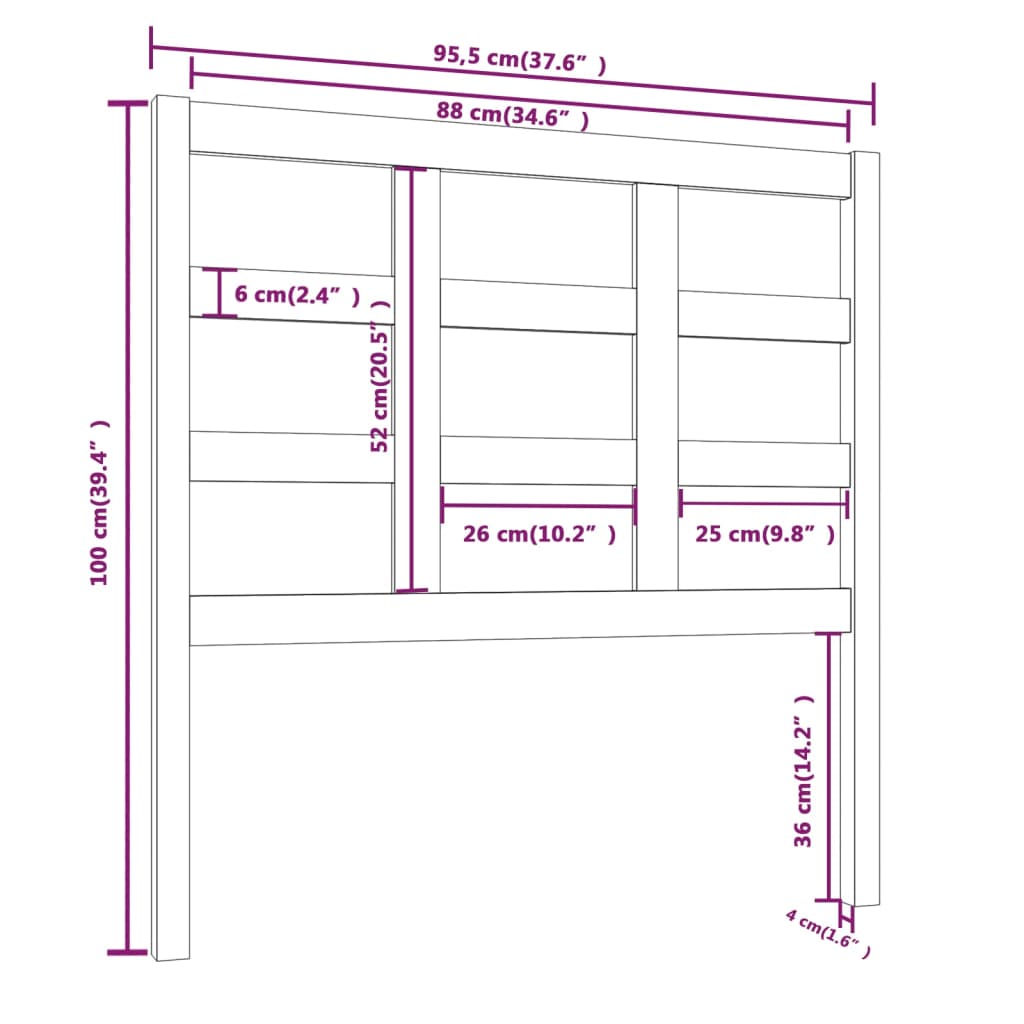 sengegærde 95,5x4x100 cm massivt fyrretræ grå