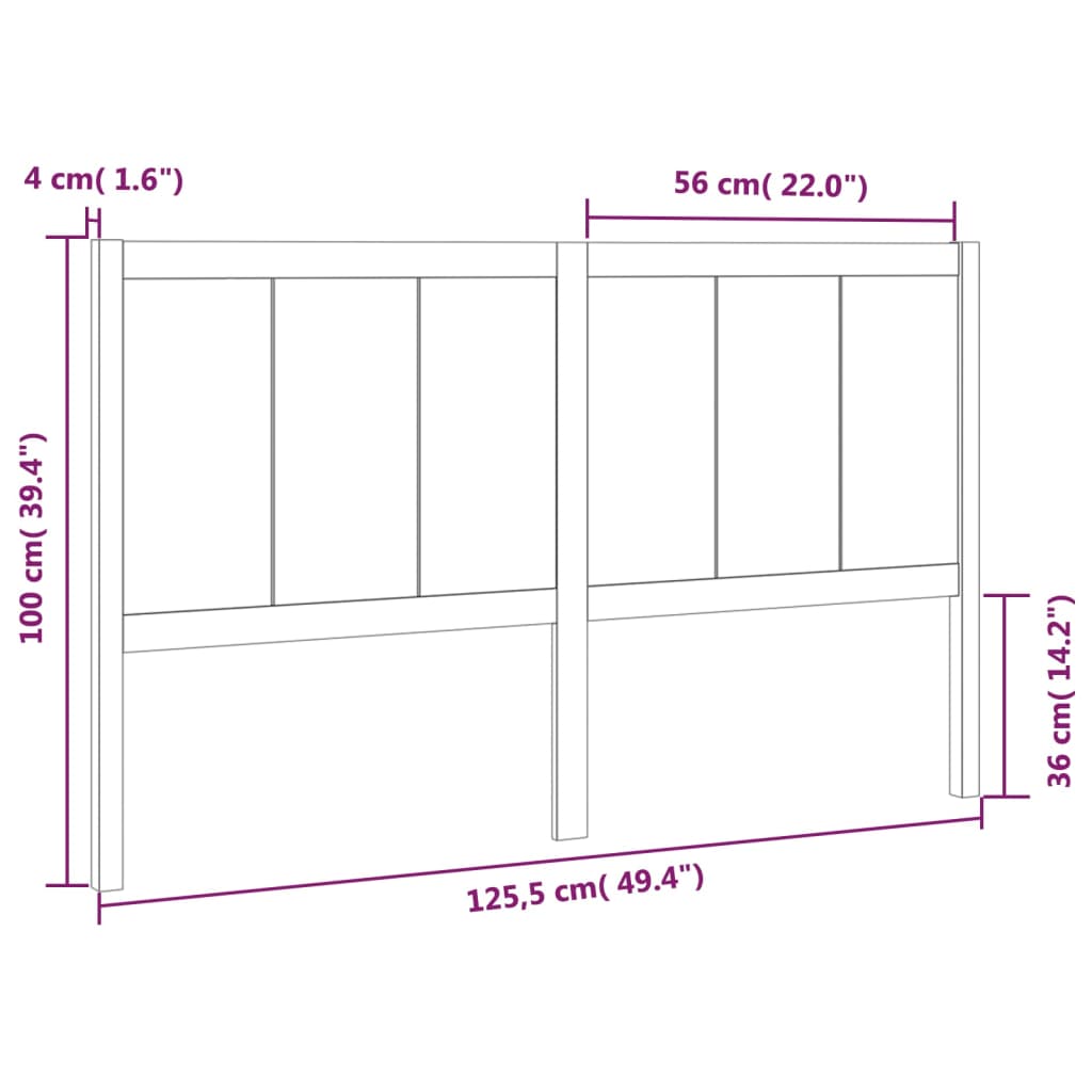 sengegærde 125,5x4x100 cm massivt fyrretræ sort