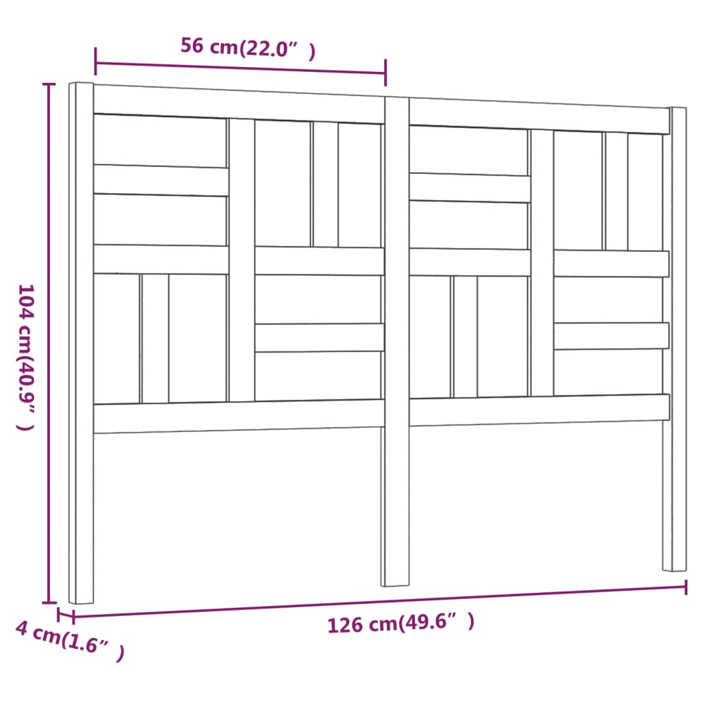 sengegærde 126x4x104 cm massivt fyrretræ hvid