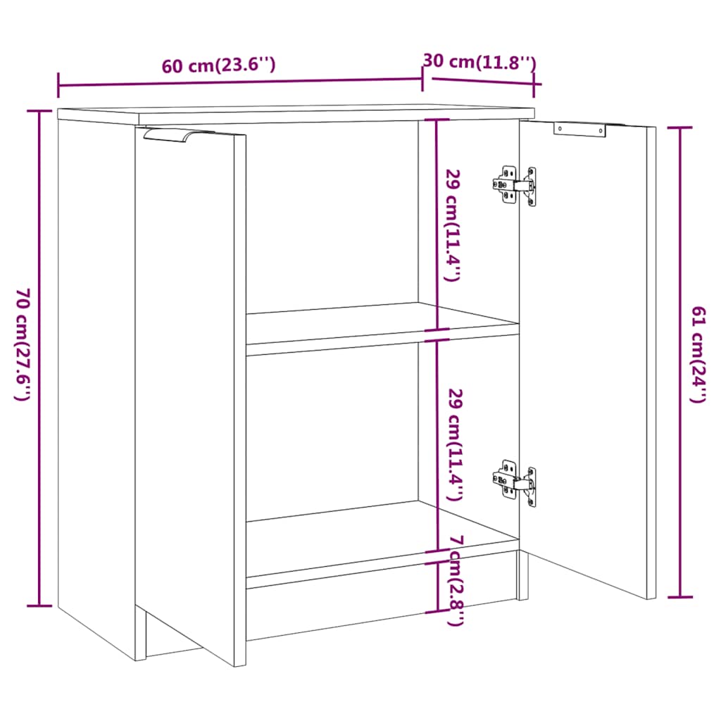 skænk 60x30x70 cm konstrueret træ betongrå