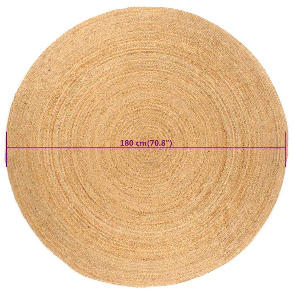 gulvtæppe 180 cm flettet jute rundt