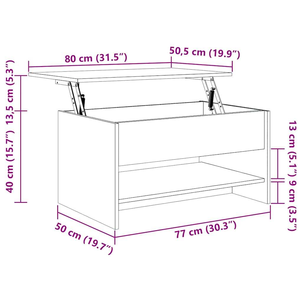 sofabord 80x50x40 cm konstrueret træ betongrå