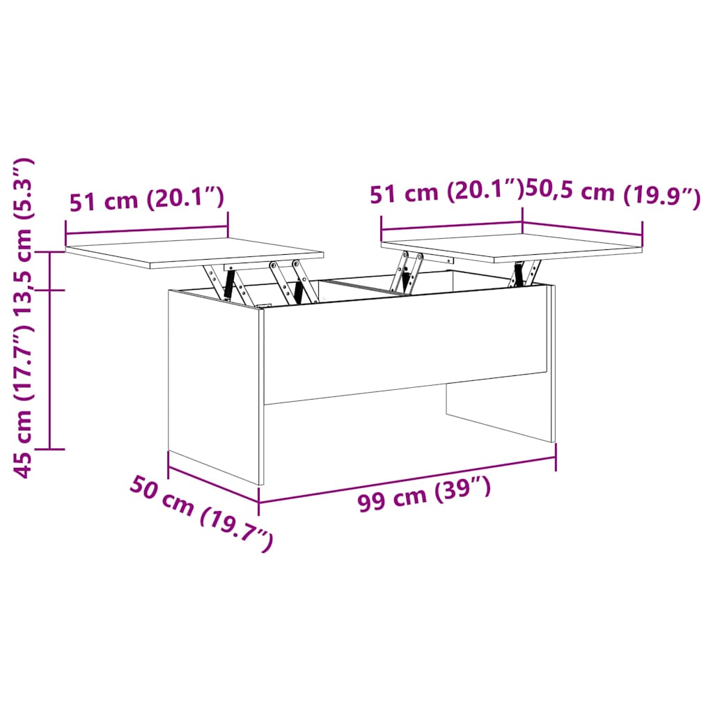 sofabord 102x50,5x46,5 cm konstrueret træ betongrå